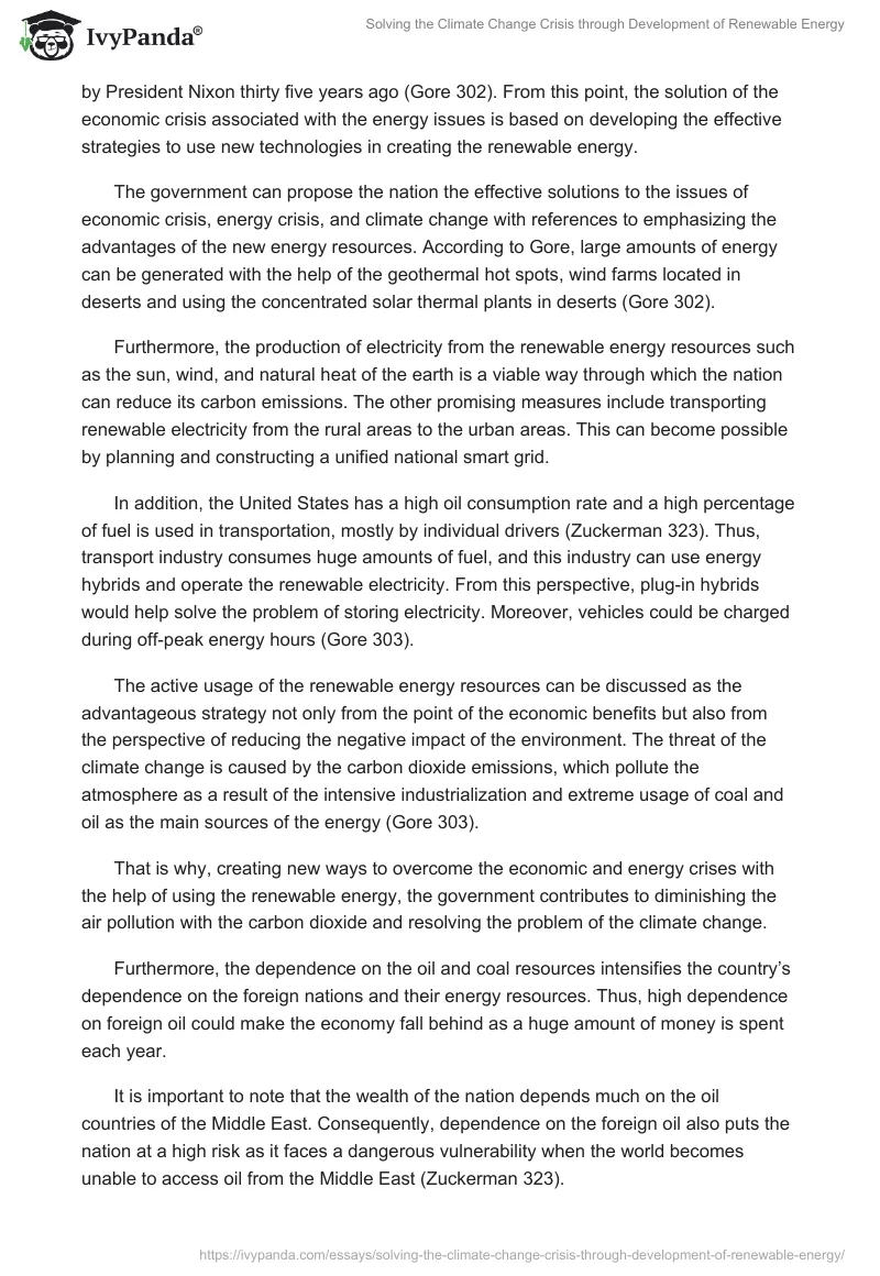 Solving the Climate Change Crisis Through Development of Renewable Energy. Page 2