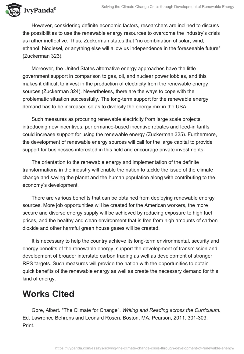 Solving the Climate Change Crisis Through Development of Renewable Energy. Page 3