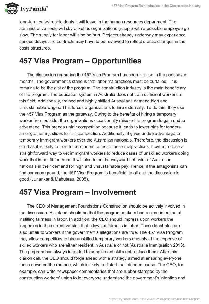457 Visa Program Reintroduction to the Construction Industry. Page 3