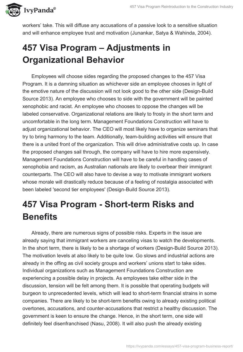 457 Visa Program Reintroduction to the Construction Industry. Page 4