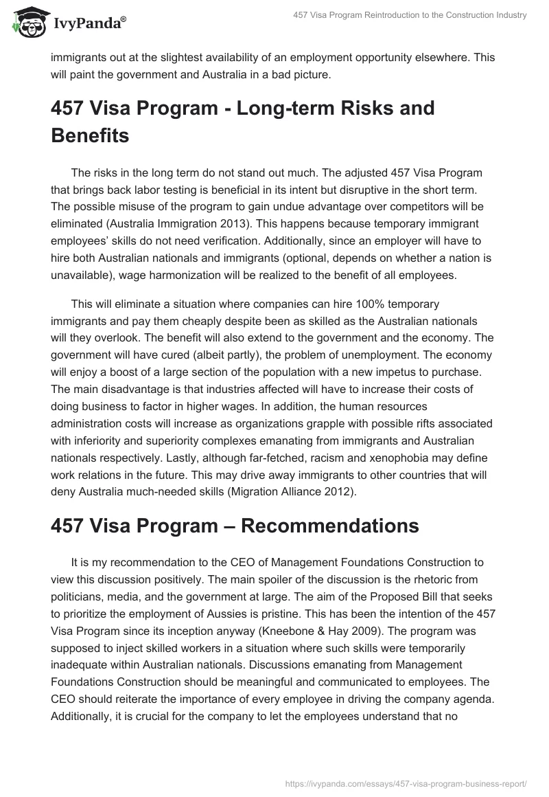 457 Visa Program Reintroduction to the Construction Industry. Page 5