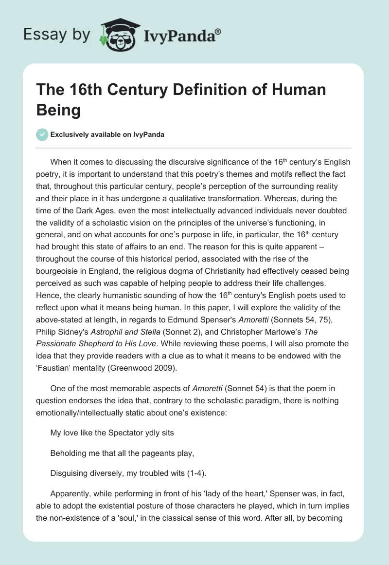 The 16th Century Definition of Human Being. Page 1