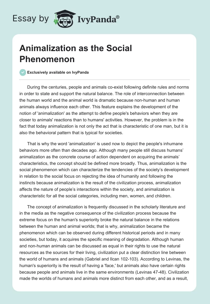 Animalization as the Social Phenomenon. Page 1