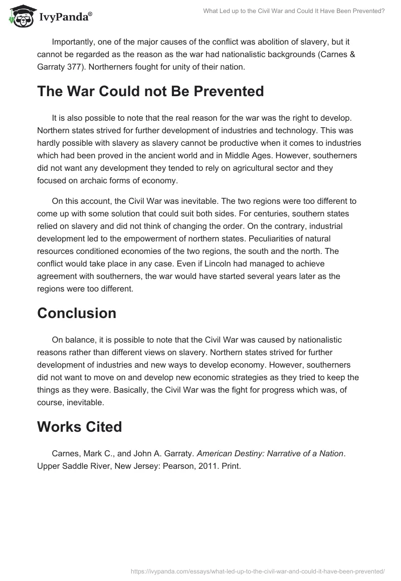What Led up to the Civil War and Could It Have Been Prevented?. Page 2