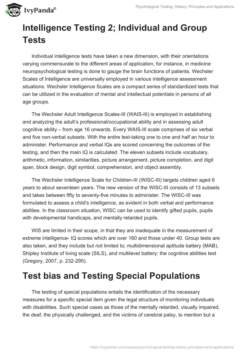 Psychological Testing: History, Principles and Applications. Page 4