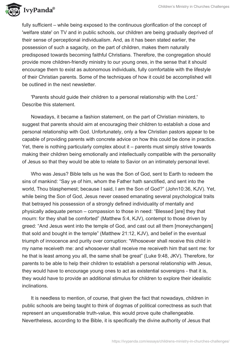 Children’s Ministry in Churches Challenges. Page 4