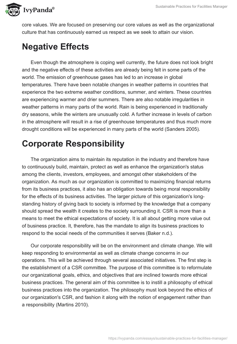Sustainable Practices for Facilities Manager. Page 2