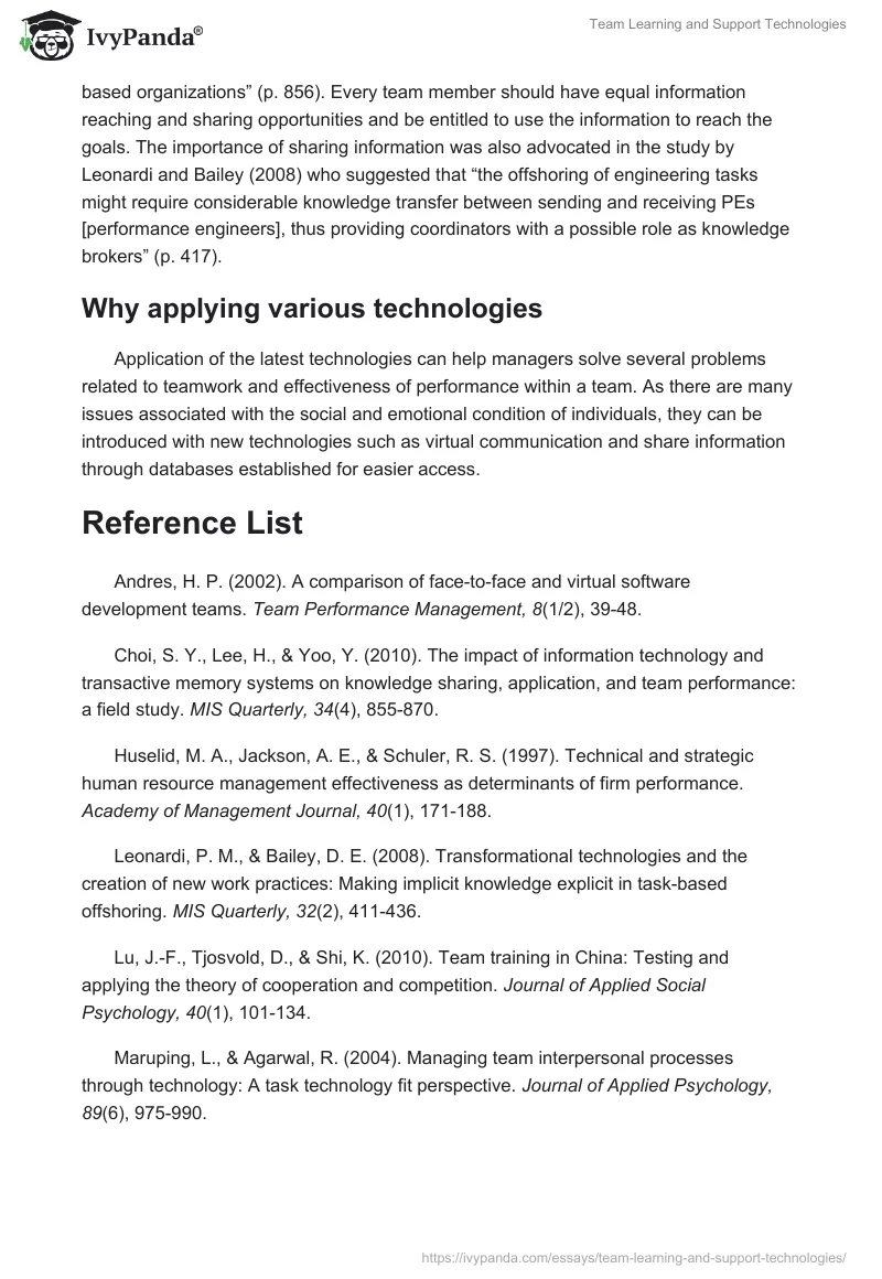 Team Learning and Support Technologies. Page 3