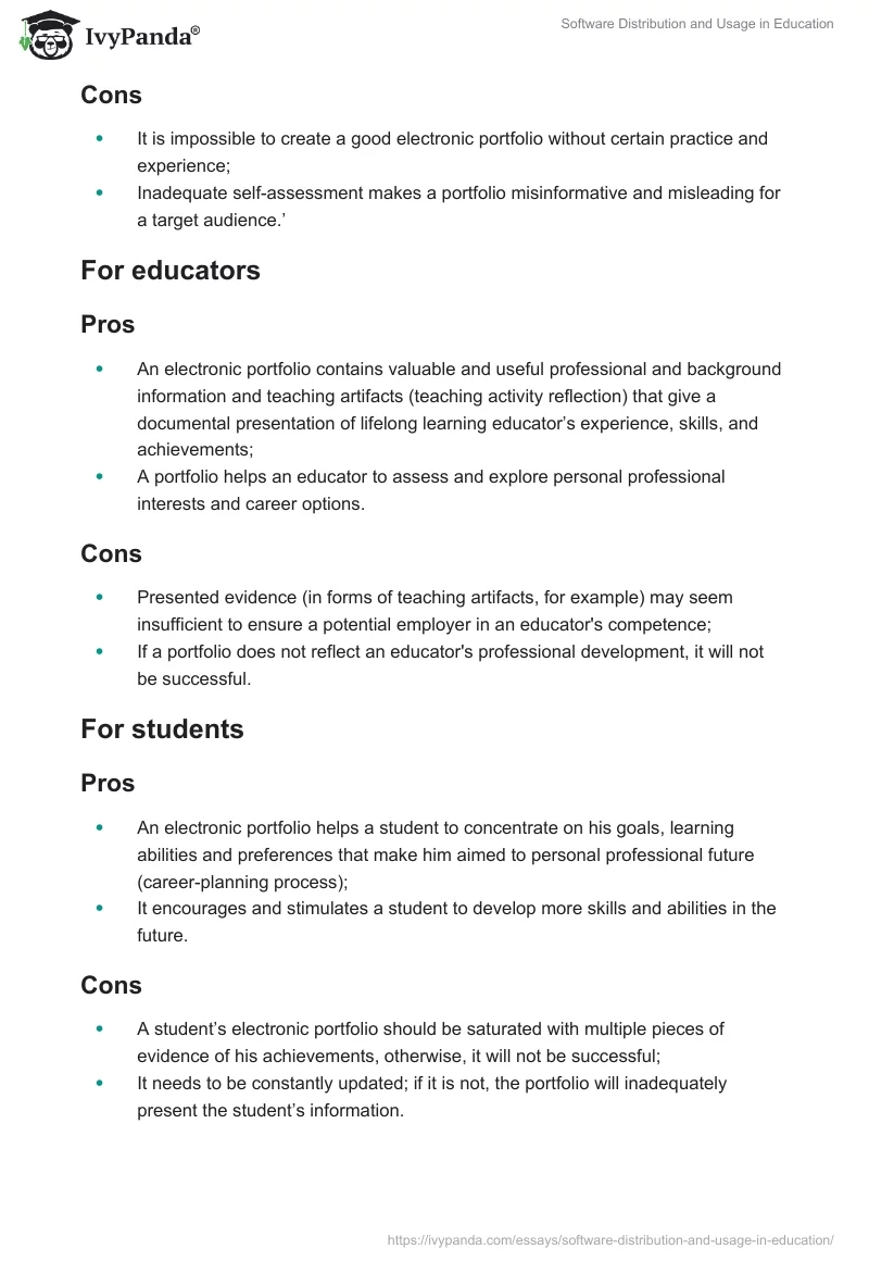 Software Distribution and Usage in Education. Page 3