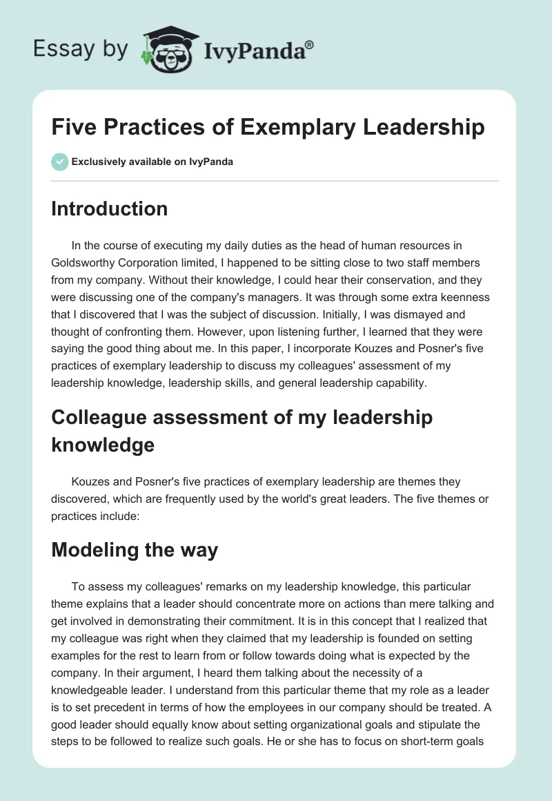 Five Practices of Exemplary Leadership. Page 1