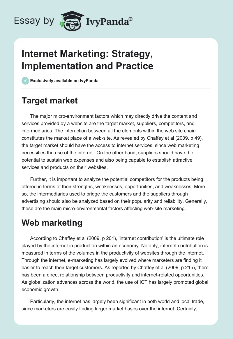 Internet Marketing: Strategy, Implementation and Practice. Page 1