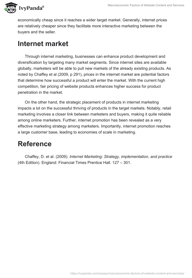 Macroeconomic Factors of Website Content and Services. Page 2