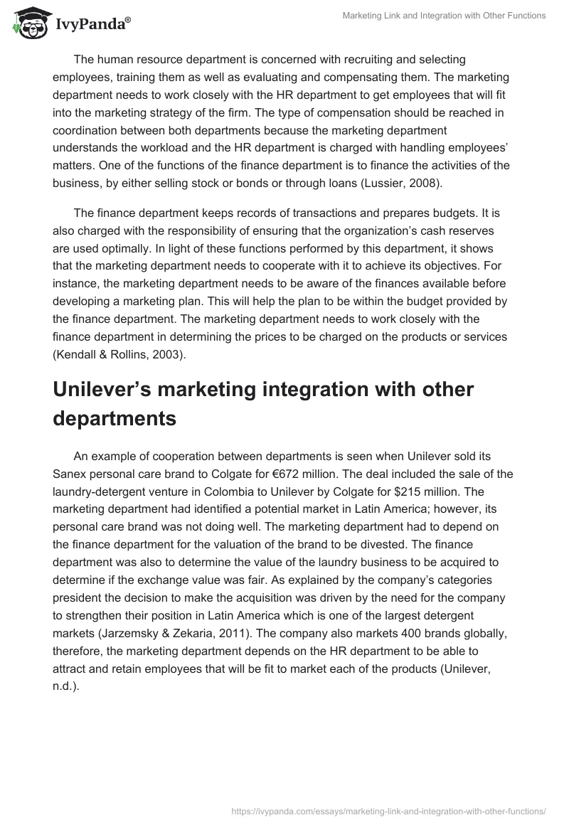 Marketing Link and Integration with Other Functions. Page 2
