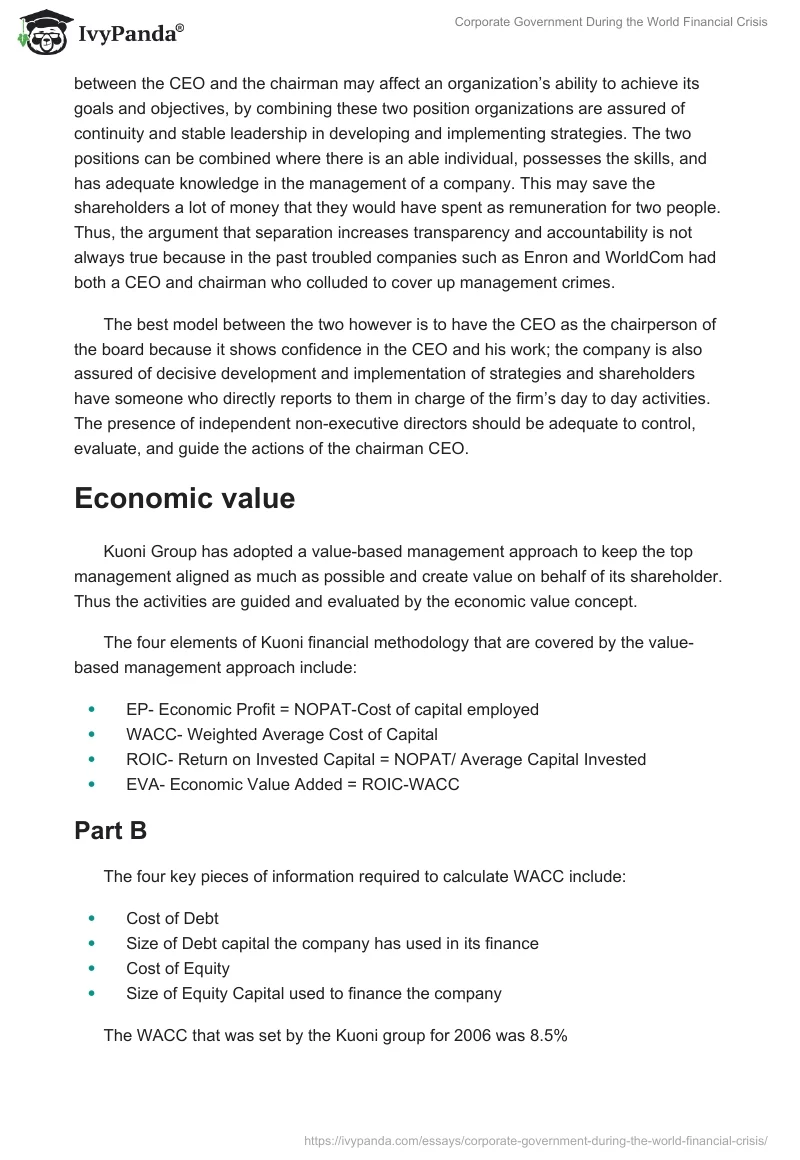 Corporate Government During the World Financial Crisis. Page 4