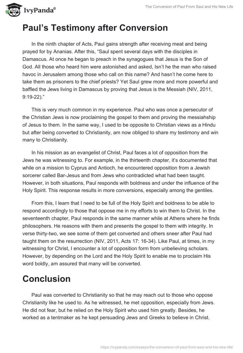 The Conversion of Paul From Saul and His New Life. Page 2