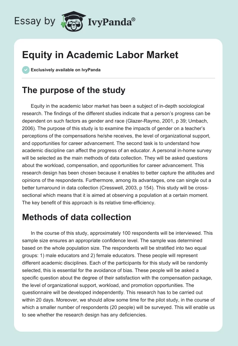 Equity in Academic Labor Market. Page 1