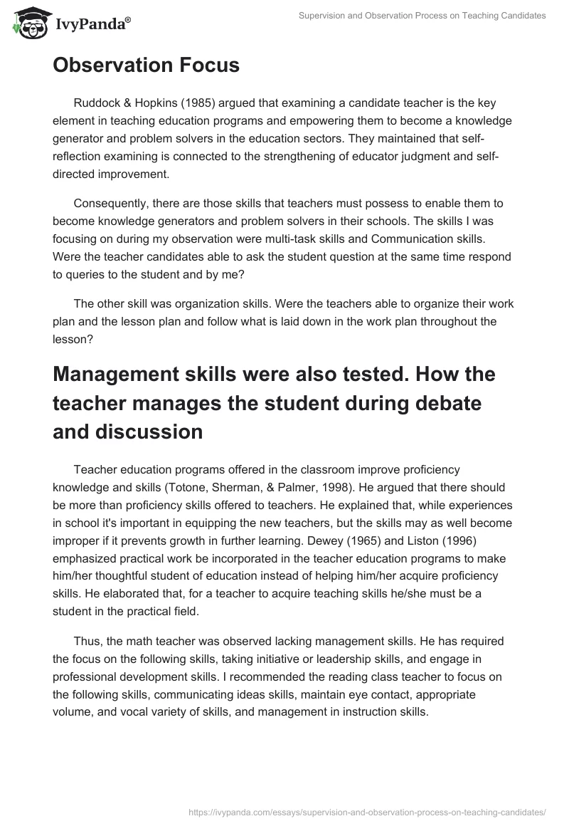 Supervision and Observation Process on Teaching Candidates. Page 3