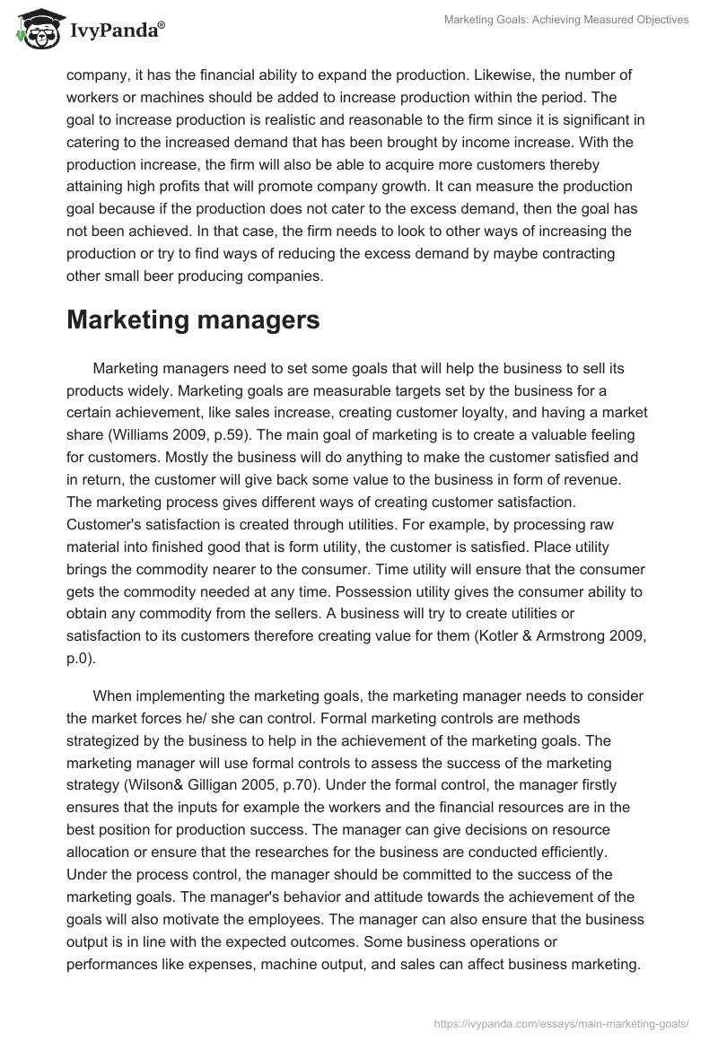 Marketing Goals: Achieving Measured Objectives. Page 4