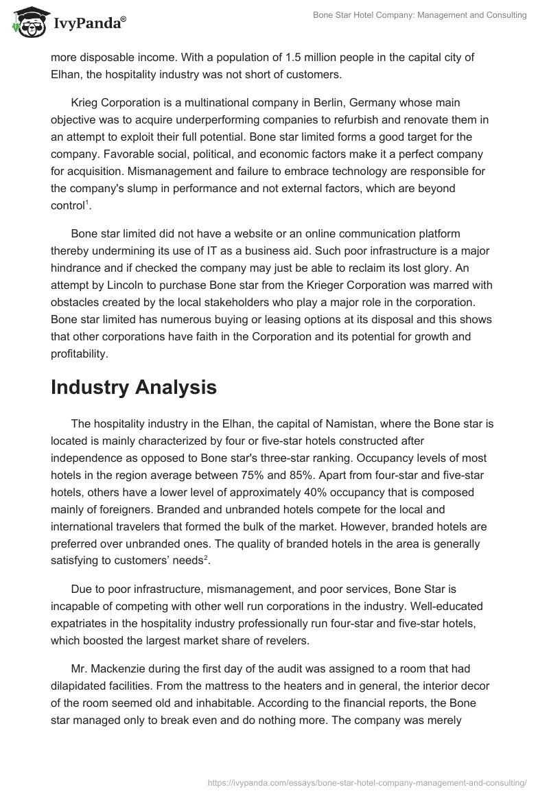 Bone Star Hotel Company: Management and Consulting. Page 2