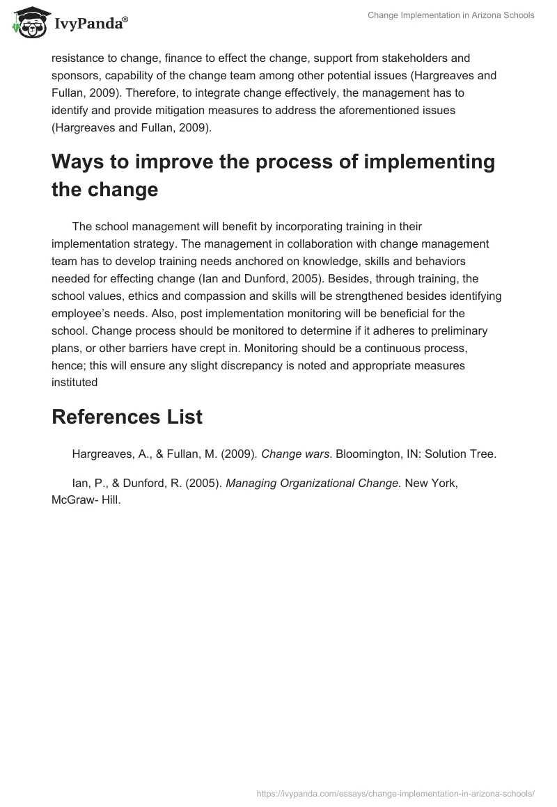 Change Implementation in Arizona Schools. Page 4