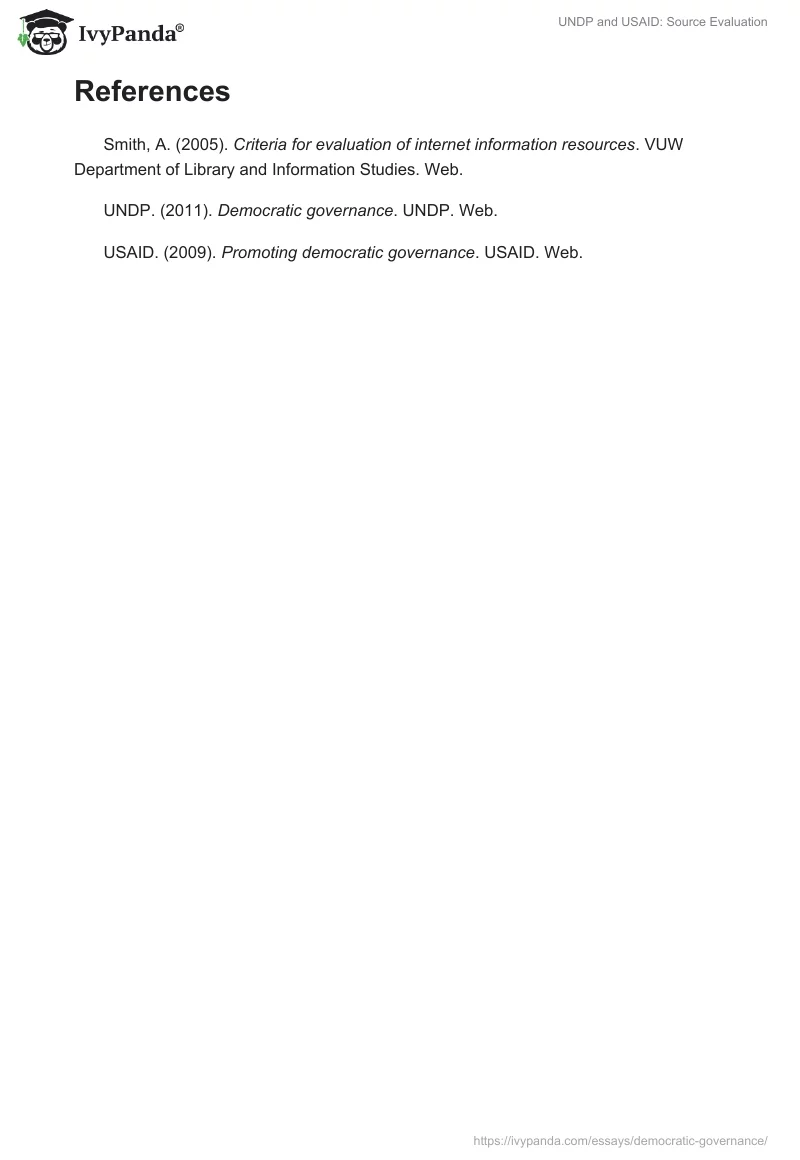 UNDP and USAID: Source Evaluation. Page 3