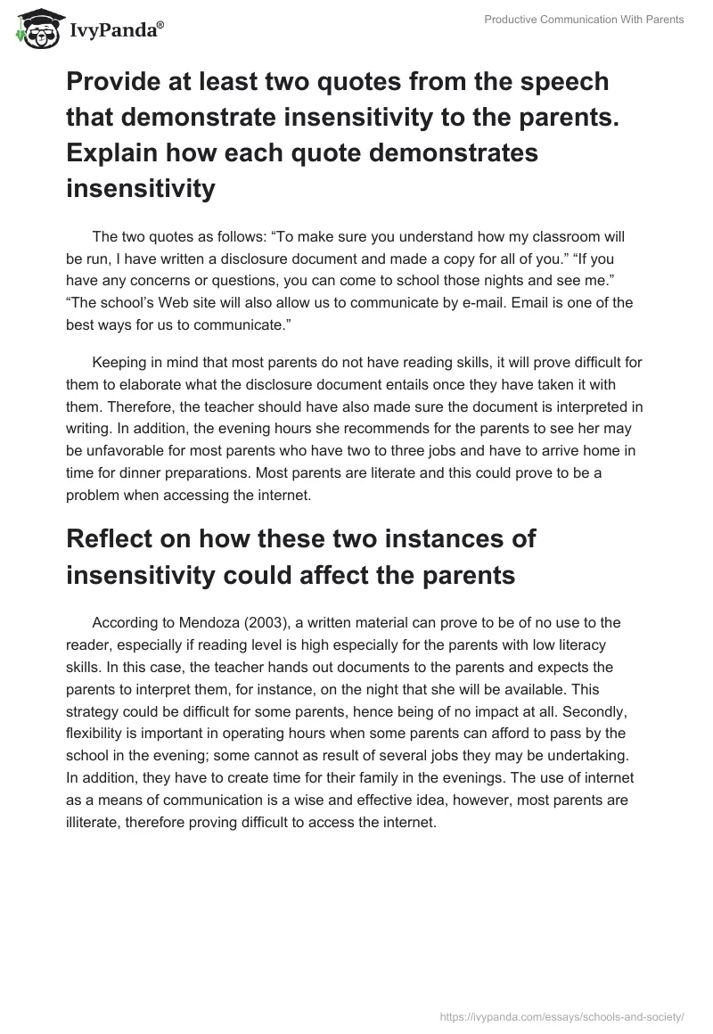 Productive Communication With Parents. Page 2