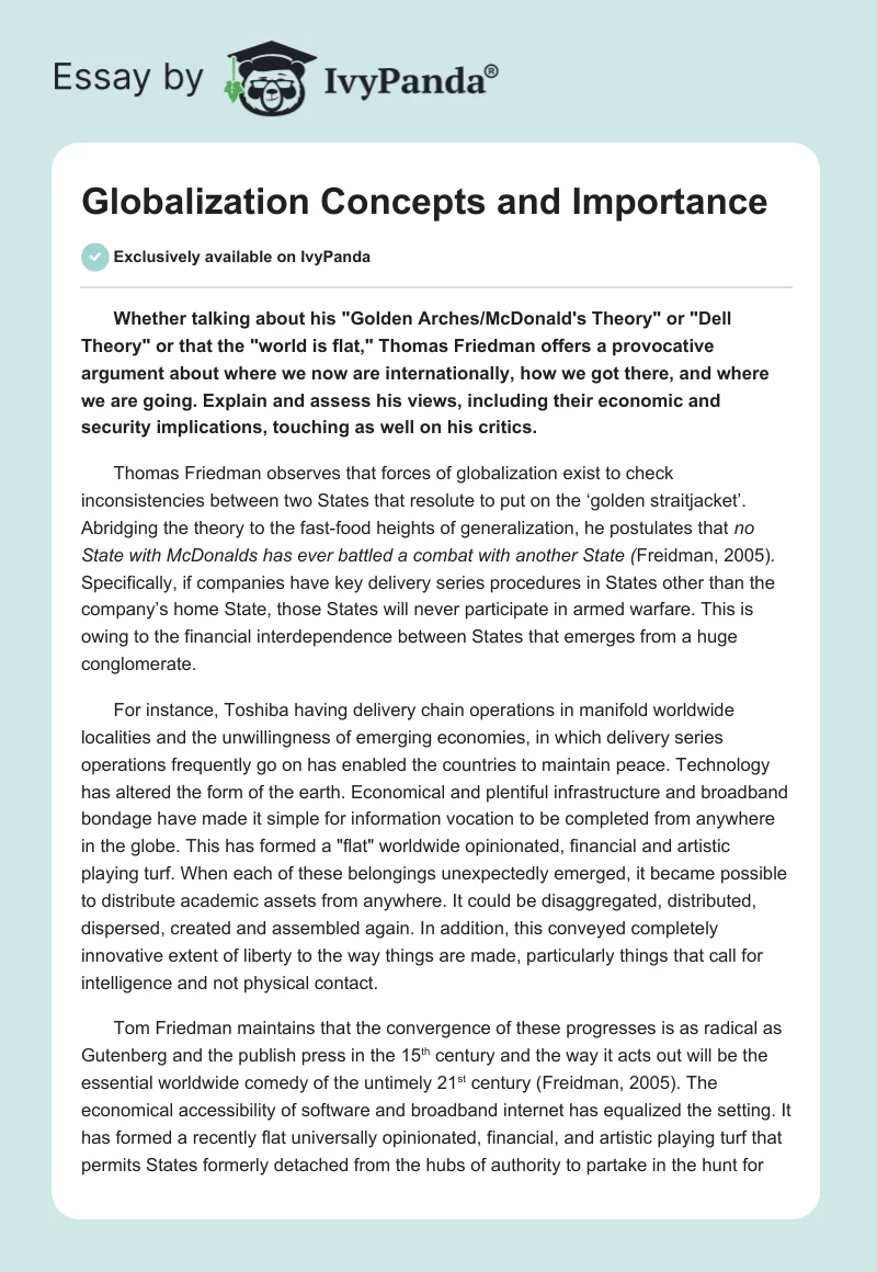 a term paper on globalization