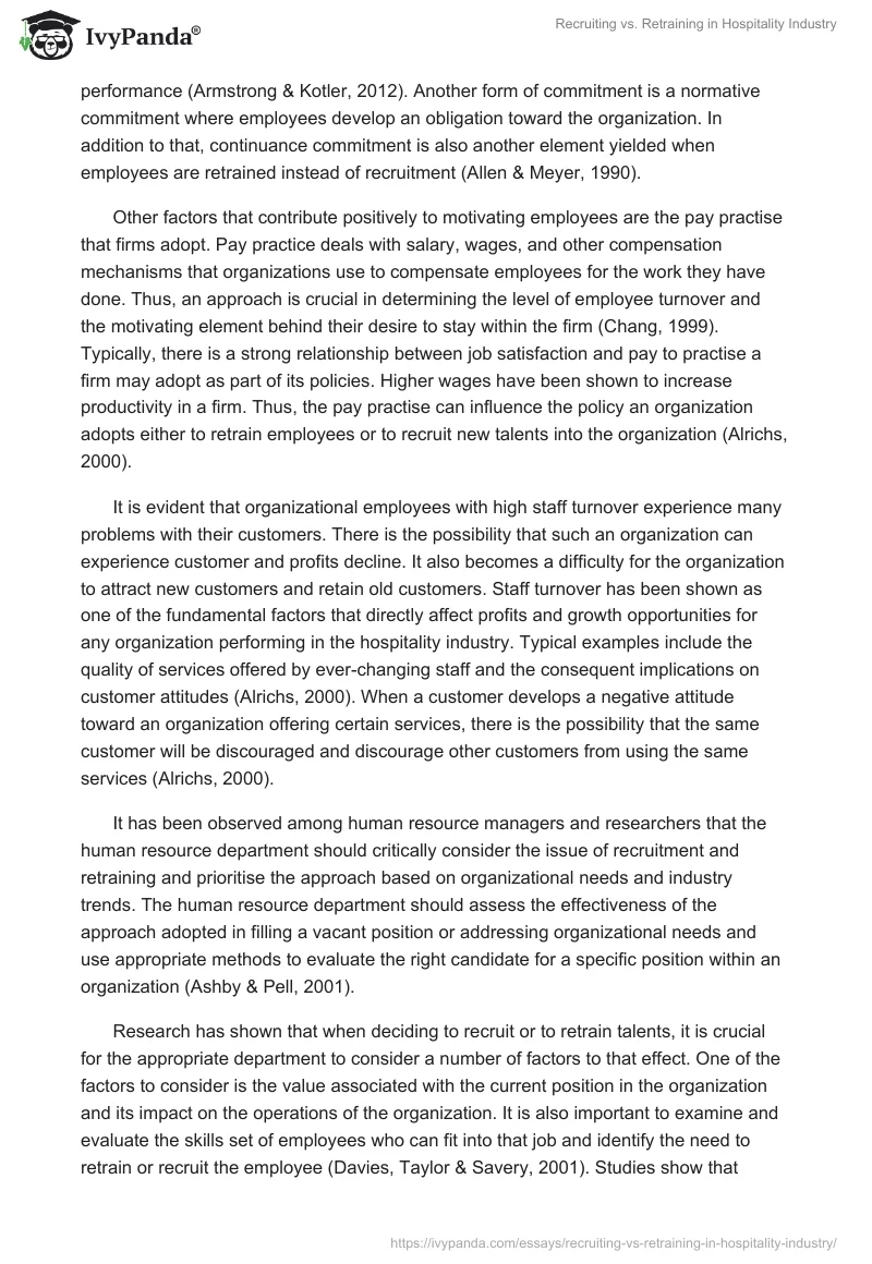 Recruiting vs. Retraining in Hospitality Industry. Page 5