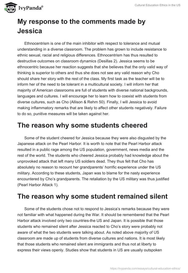 Cultural Education Ethics in the US. Page 2