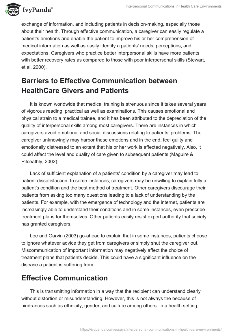 Interpersonal Communications in Health Care Environments. Page 3