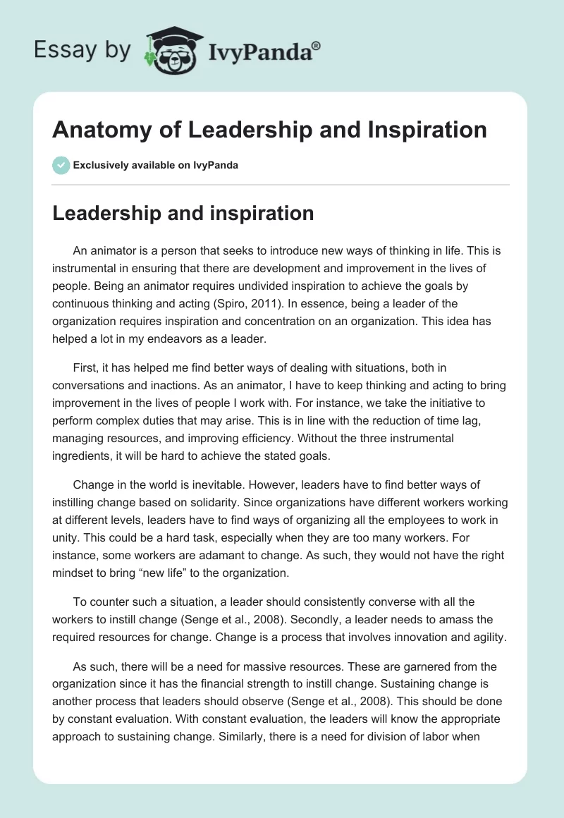Anatomy of Leadership and Inspiration. Page 1