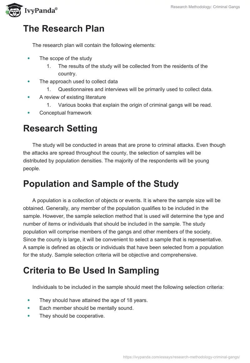 Research Methodology: Criminal Gangs. Page 2
