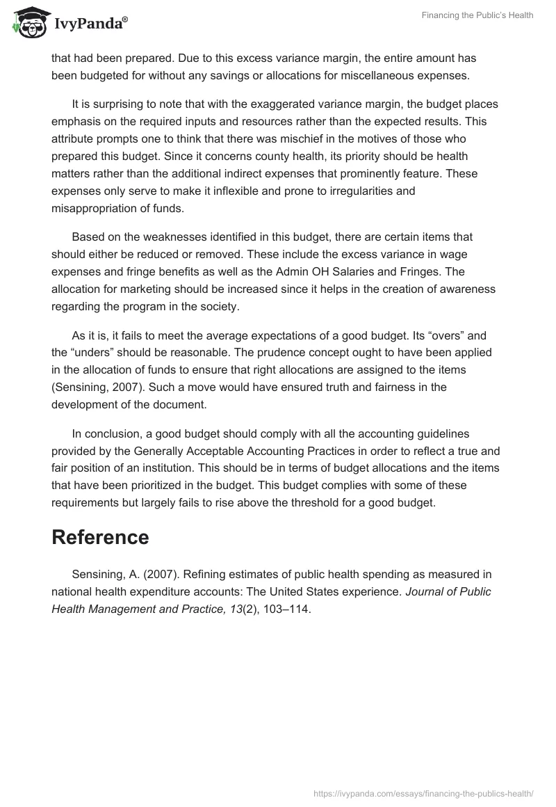 Financing the Public’s Health. Page 2