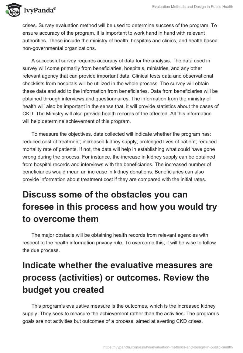 Evaluation Methods and Design in Public Health. Page 3