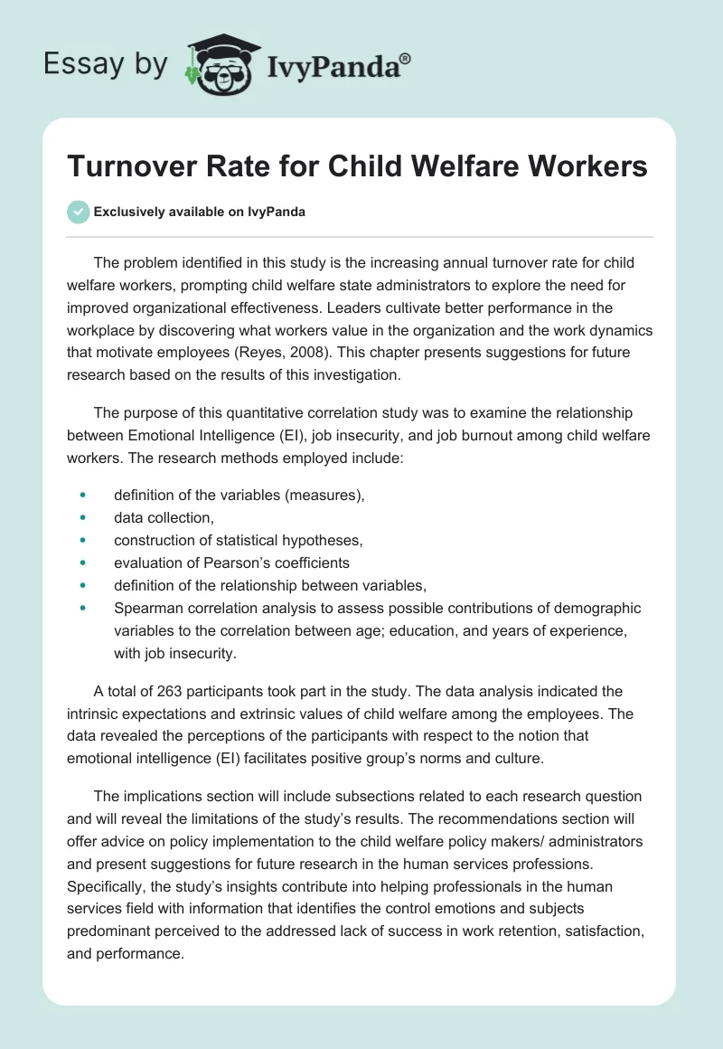 Turnover Rate for Child Welfare Workers. Page 1