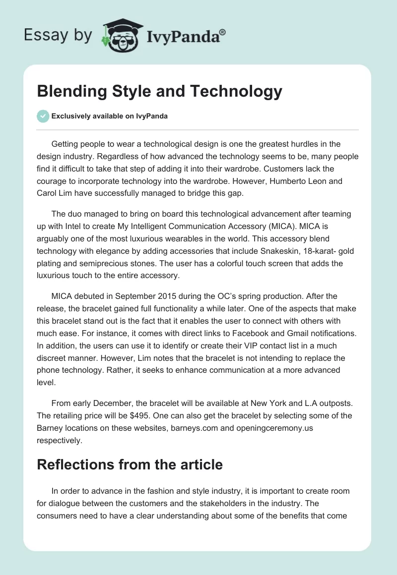 Blending Style and Technology. Page 1