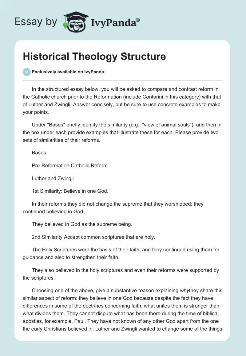 Historical Theology Structure. Page 1