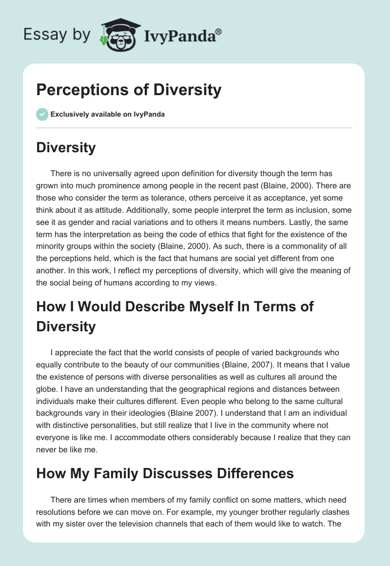 Perceptions of Diversity. Page 1