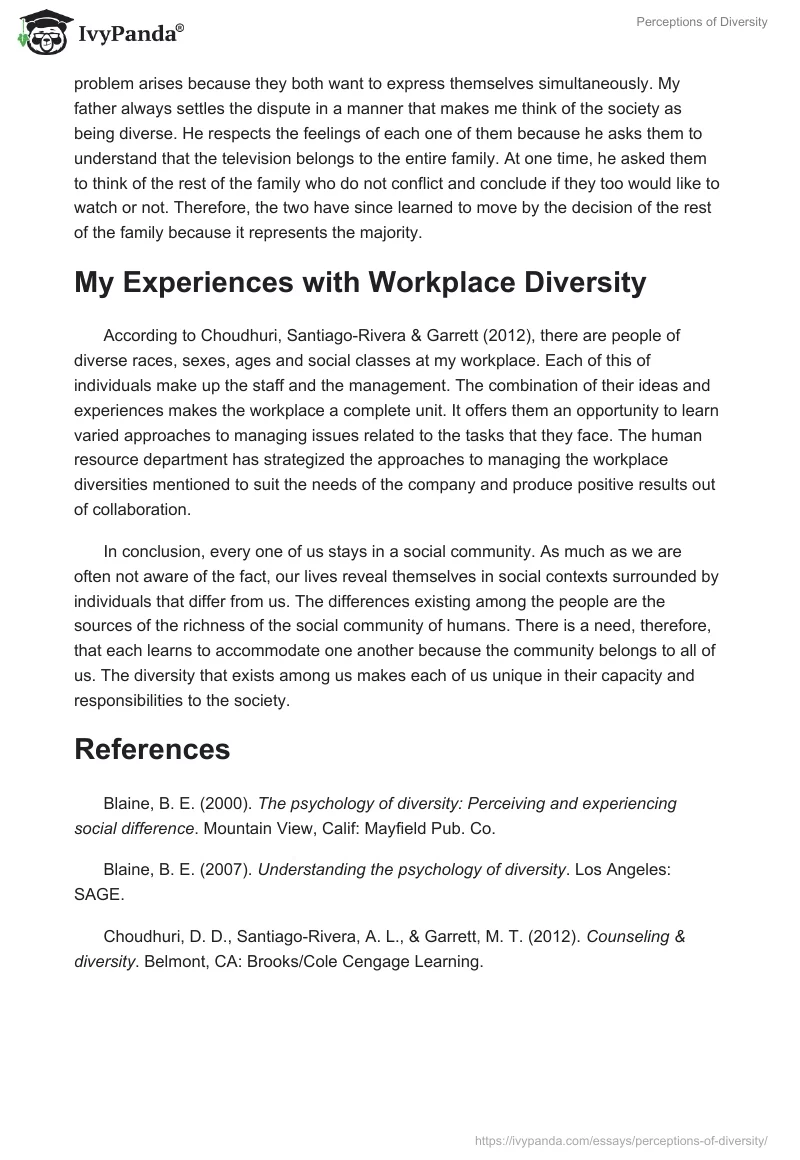 Perceptions of Diversity. Page 2