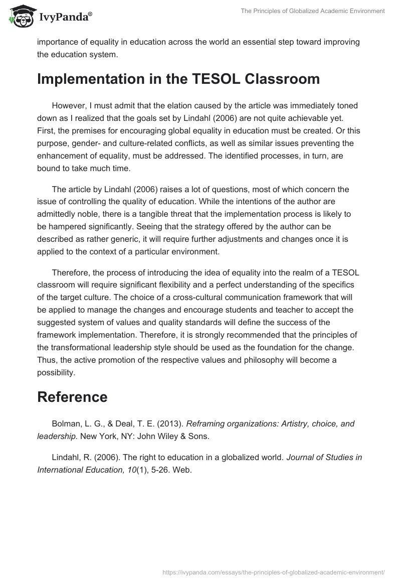 The Principles of Globalized Academic Environment. Page 2