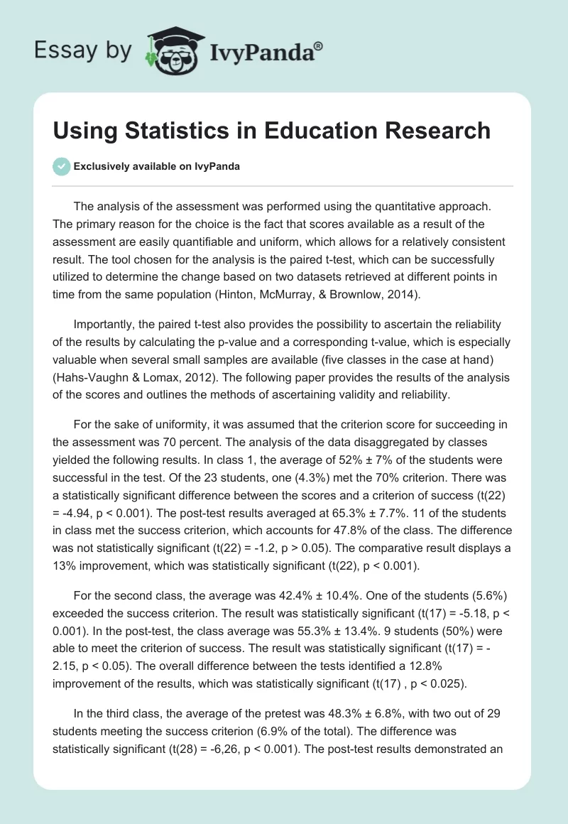 Using Statistics in Education Research. Page 1