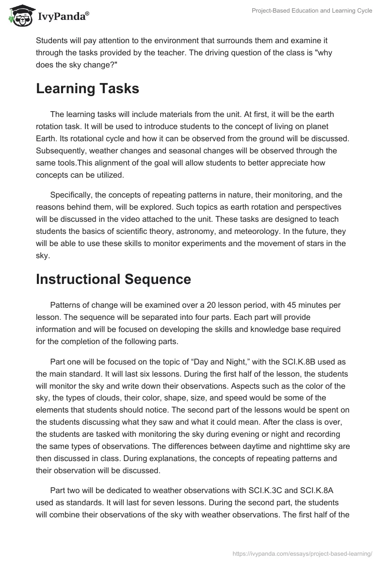 Project-Based Education and Learning Cycle. Page 2