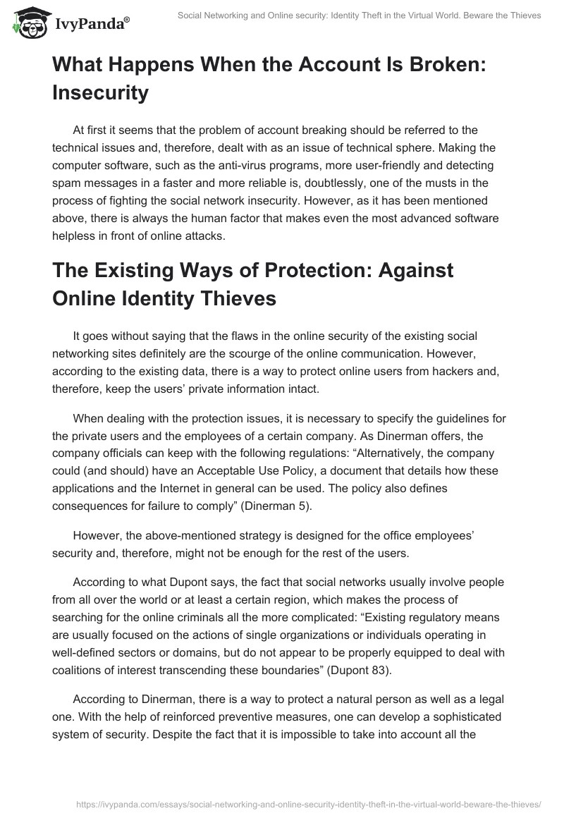Social Networking and Online security: Identity Theft in the Virtual World. Beware the Thieves. Page 3