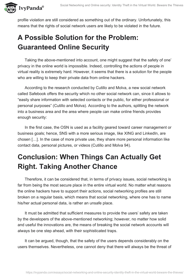 Social Networking and Online security: Identity Theft in the Virtual World. Beware the Thieves. Page 5