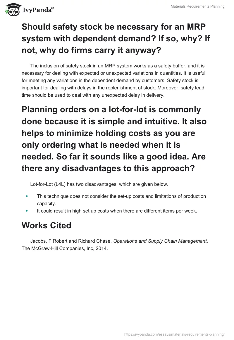 Materials Requirements Planning. Page 3