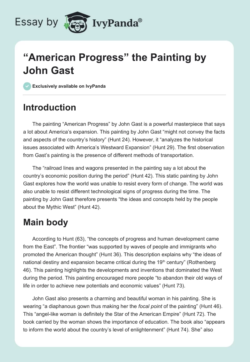 “American Progress” the Painting by John Gast. Page 1