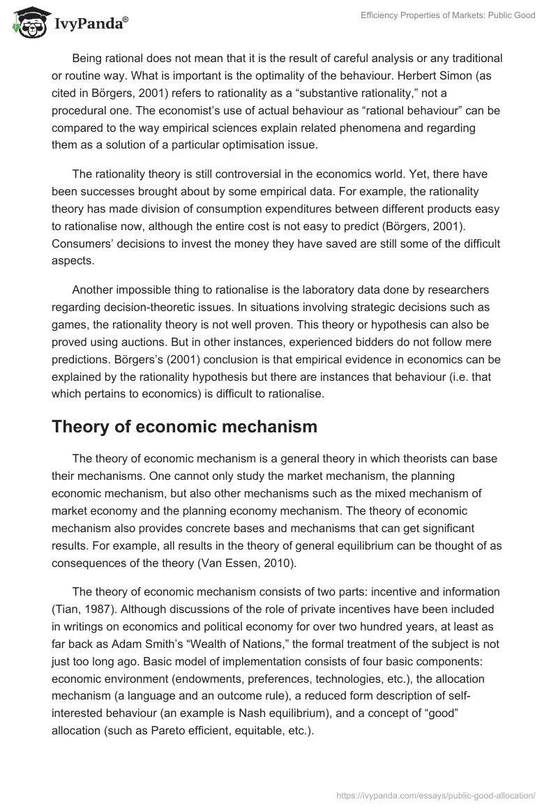 Efficiency Properties of Markets: Public Good. Page 5