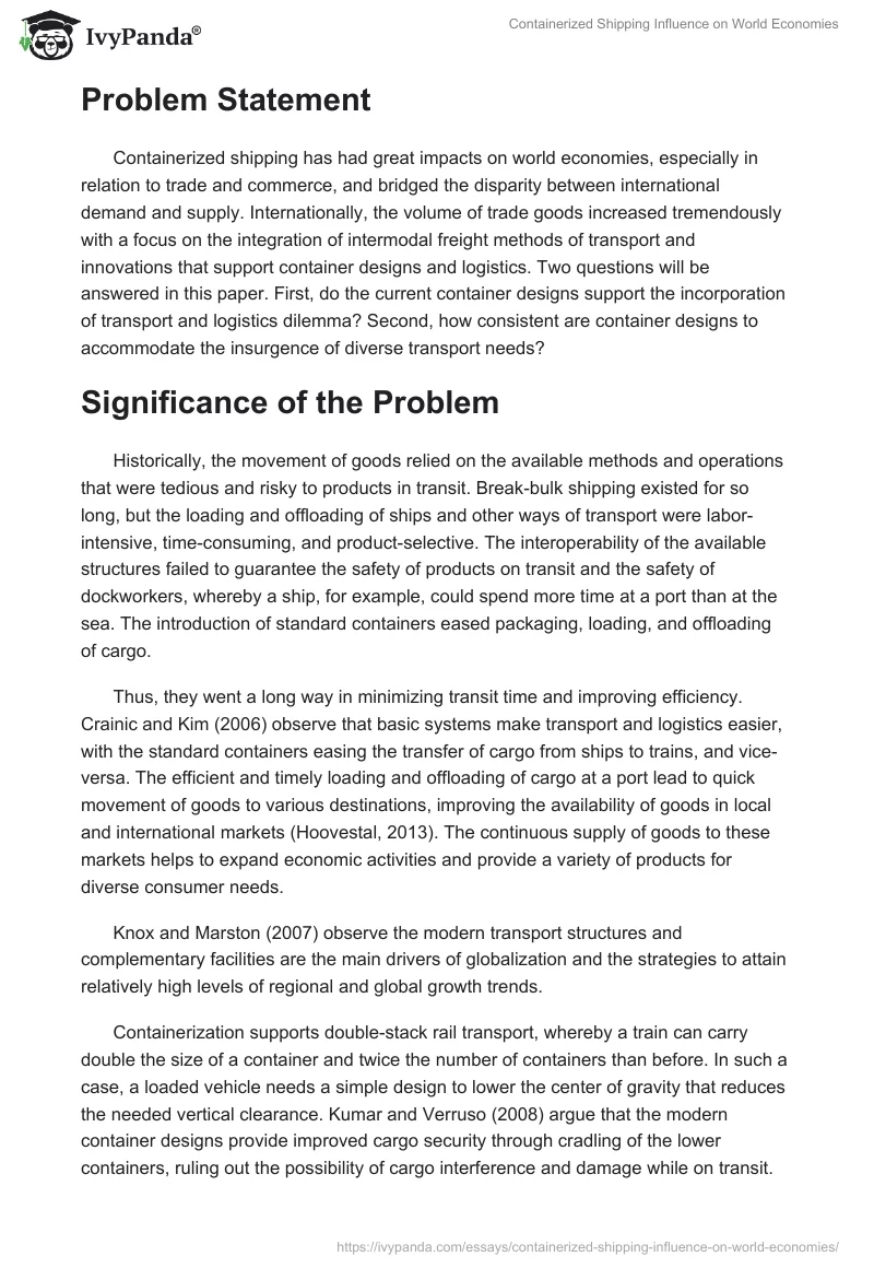 Containerized Shipping Influence on World Economies. Page 2