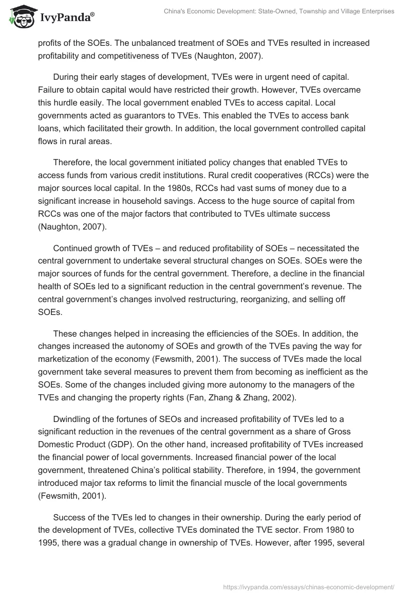 China's Economic Development: State-Owned, Township and Village Enterprises. Page 3