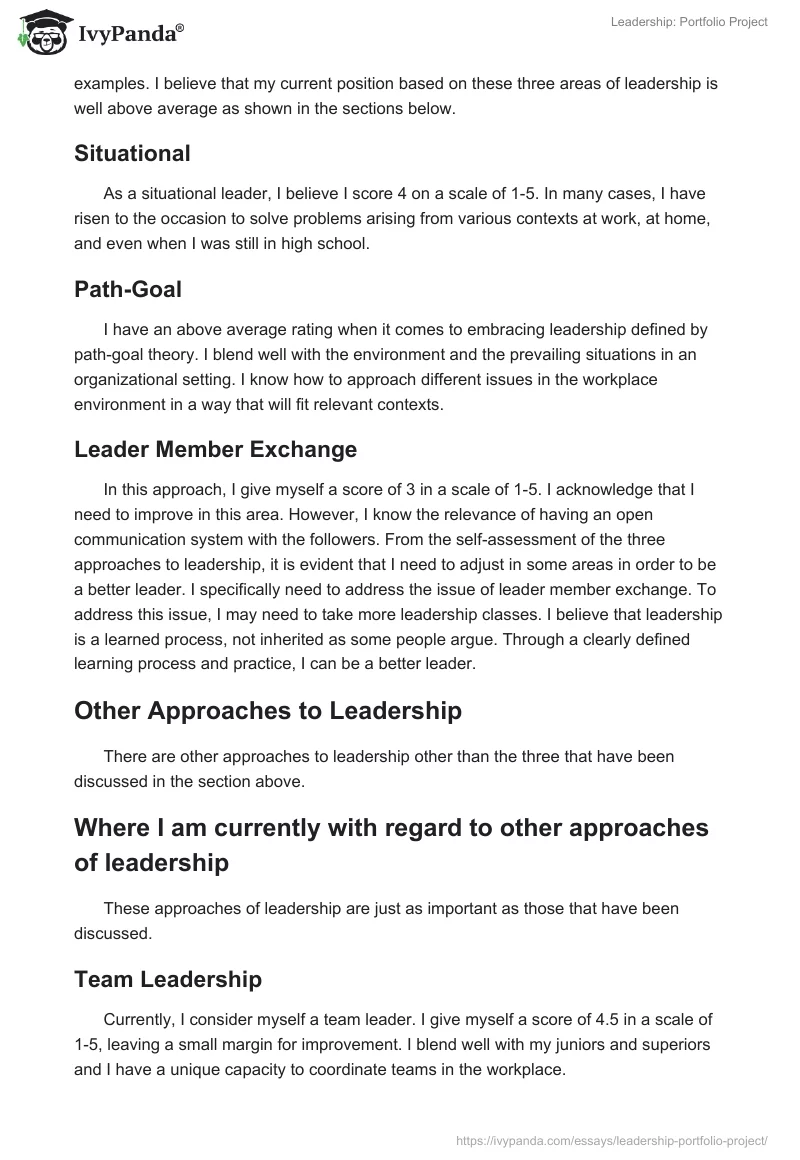 Leadership: Portfolio Project. Page 3